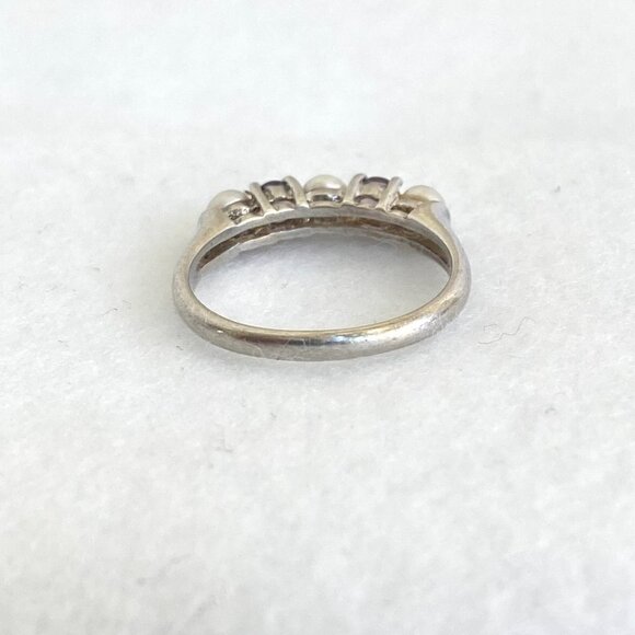 Sterling Silver 925 Multi Gemstone Round Amethyst Genuine Pearl Band Ring Sz 7 - Picture 8 of 16